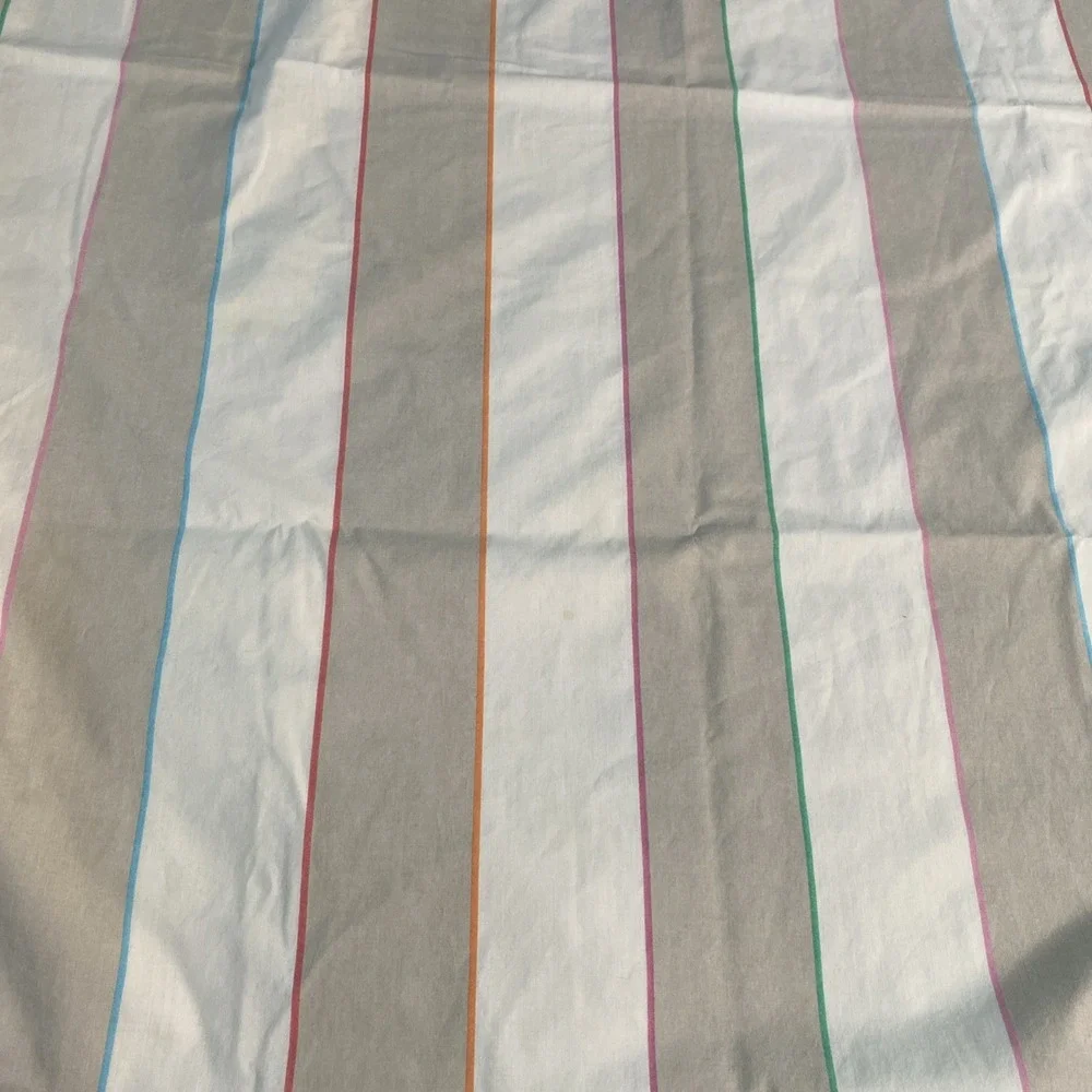 VTG TWIN Atelier Martex Pillowcase & Sheets Percale ~ Beige Tan w Pastel Stripes